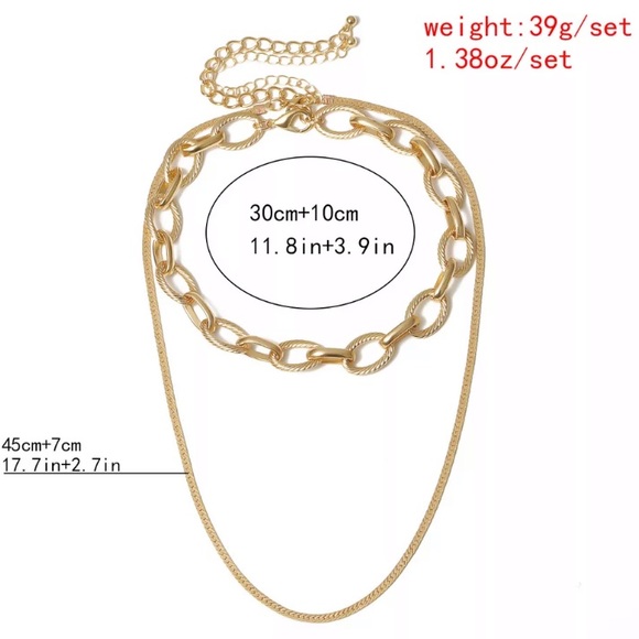 18K gold plated multilayer chain necklace - Picture 5 of 5